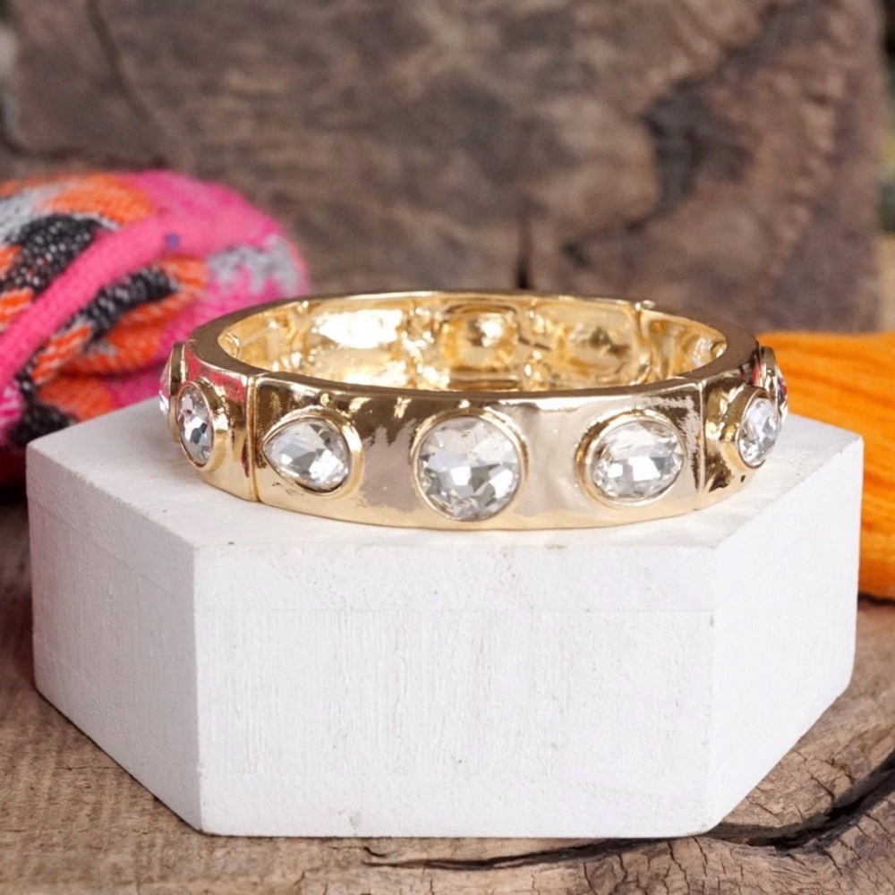 Elegant Gold Rhinestone Crystal Bracelet